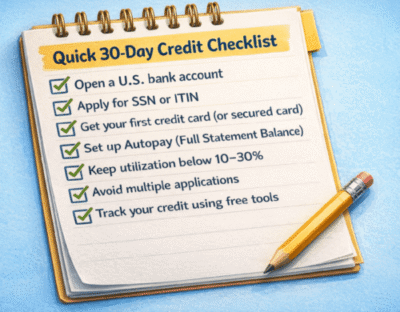 Quick 30 Day Credit Checklist