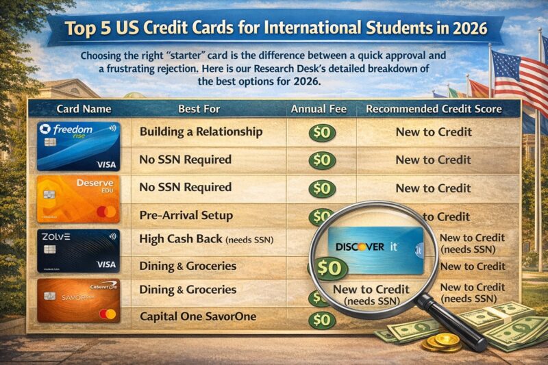 Top 5 US Credit Cards for International Students in 2026